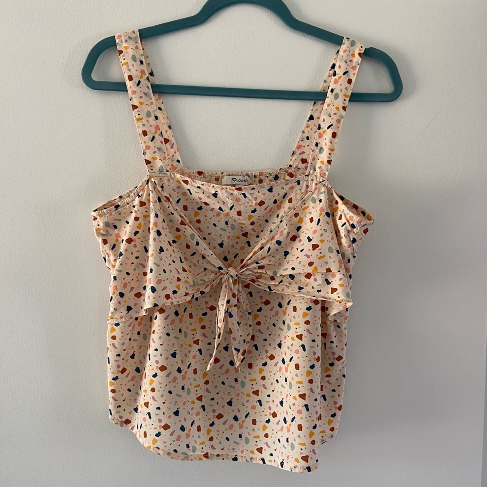 Madewell Tie-Front Cami Top in Terrazzo Cotton Blend - Picture 5 of 12